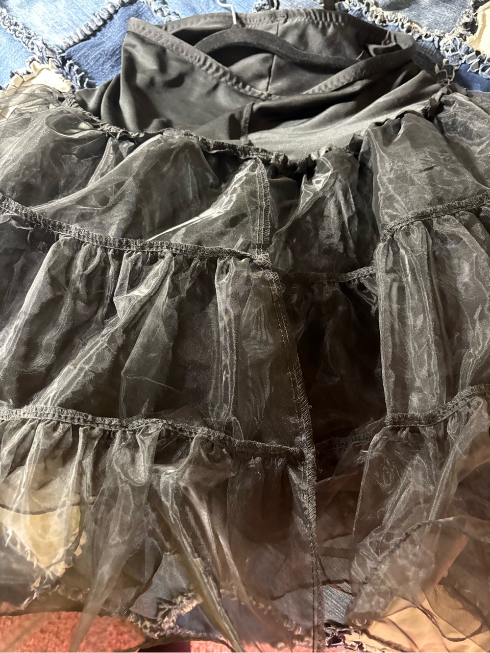 Plus size Black Tiered Circle Skirt with Tulle Layers